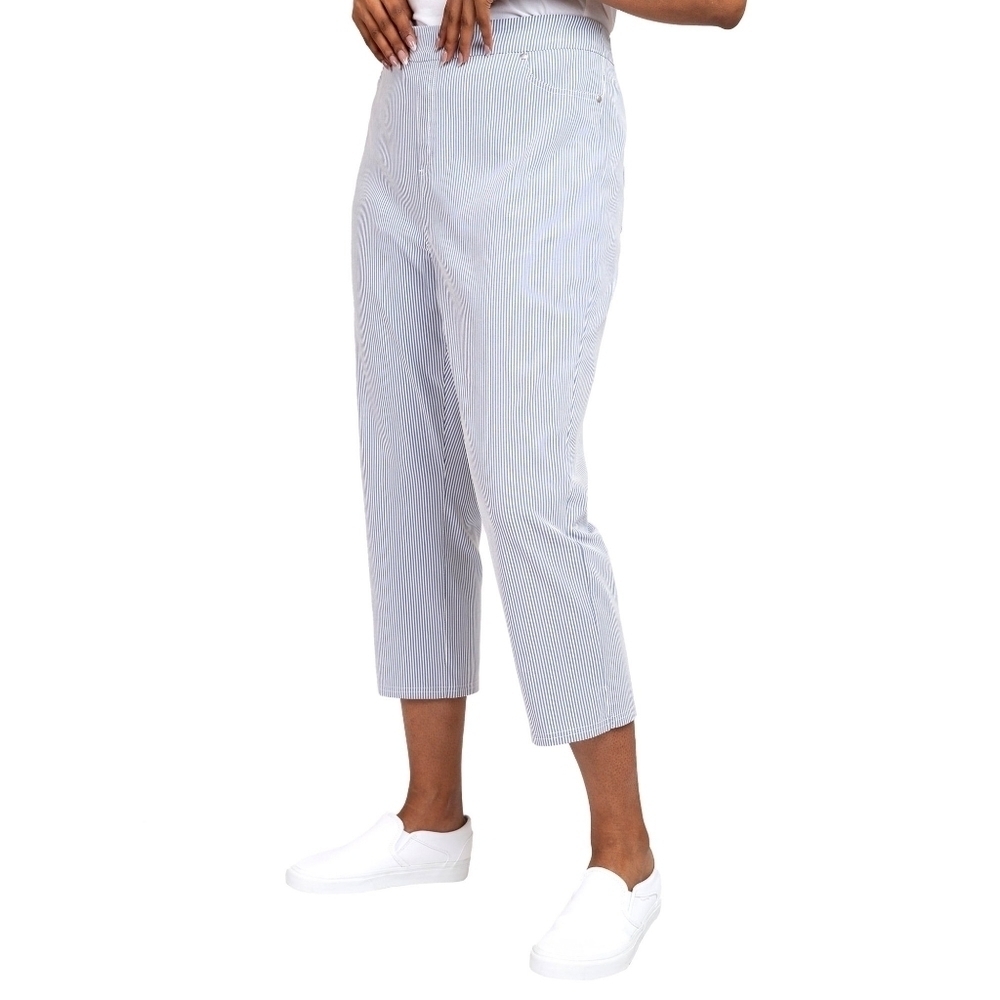 Mario Serrani Blue and White Striped Cropped Pants